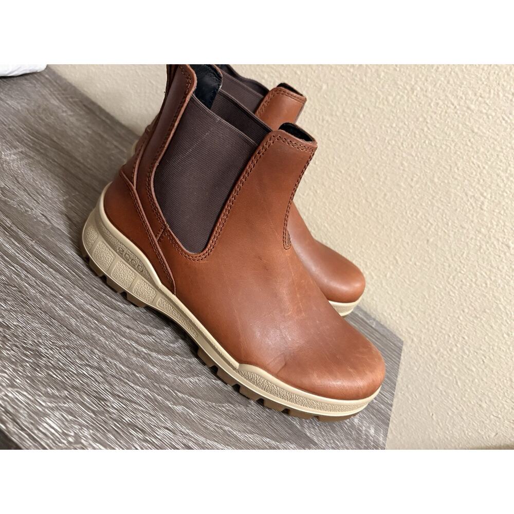 ECCO Women's Track 25 Rust Brown Leather Chelsea Ankle Boot EU 39 Size 8-8.5